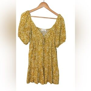 Rewind Boho Mixed Paisley Print Juniors Sz Large Yellow Mini Dress